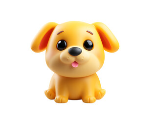 Adorable 3D Render of a Cute Yellow Puppy Sitting Perfect for Children's Products and Websites