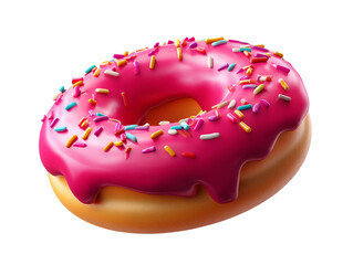 Delicious Pink Donut with Colorful Sprinkles Sweet Treat Pastry