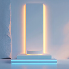 Minimalist Beige Podium with Abstract Geometric Background for Product Display