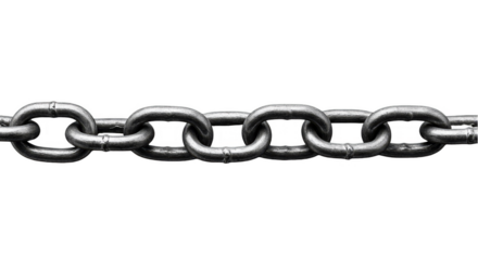 Isolated Silver Metal Chain Link Strong Connection On Transparent Background