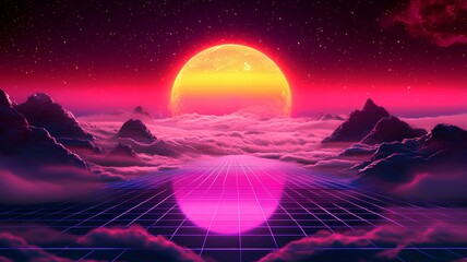 Twilight with its vast sea of clouds with several tall mountains