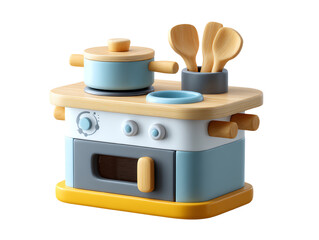 Adorable Wooden Children's Play Kitchen Set Toy Stove Pot and Utensils