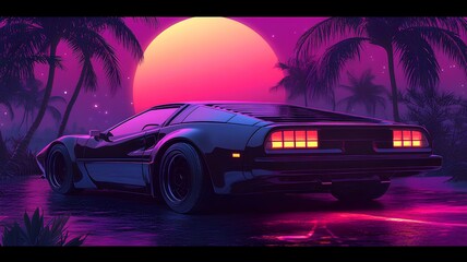 dusk with a sports car