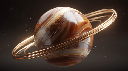 Obraz premium 3D caramel chocolate planet swirled glossy