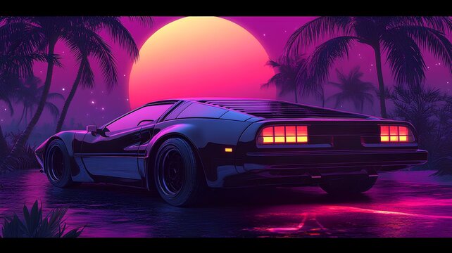 dusk with a sports car