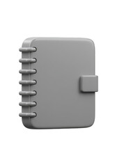 Gray Minimalist Notebook 3d Rendering with Spiral Notepad Isolated