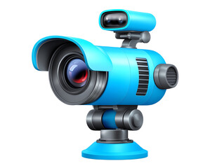 Modern Blue Security Camera Technology 3D Render of Surveillance System