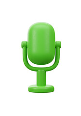 Green Microphone 3D Render Audio Sound Recording Broadcast on Transparent