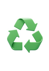 Green Recycle Symbol 3d Rendering Isolated on Transparent Background