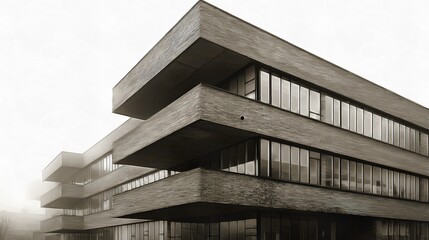 Fototapeta premium Administrative building in Constructivism style architecture in an urban environment cityscape