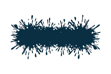 Abstract Dark Blue Splatter Element with Droplets on White Background, Isolated