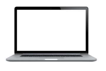 Laptop computer with blank screen isolated on white background