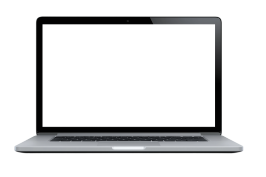 Laptop computer with blank screen isolated on white background