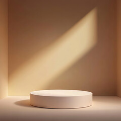 Minimalist Beige Podium with Abstract Geometric Background for Product Display