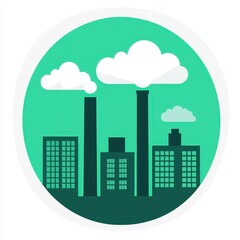 Naklejka premium Stylized illustration of a factory skyline with smokestacks.