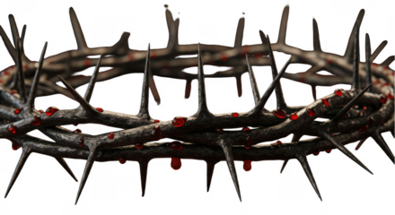 Illustration Crown of Thorns and Blood Isolated on Transparent Background