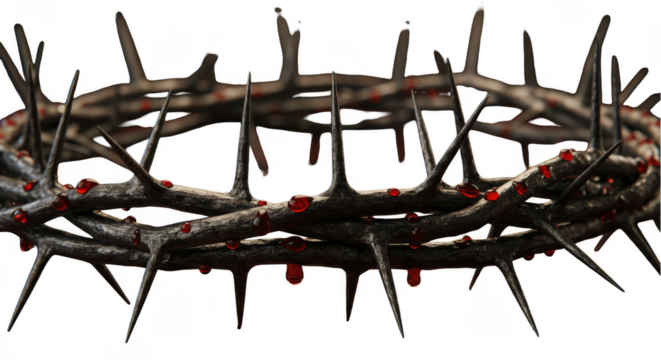 Illustration Crown of Thorns and Blood Isolated on Transparent Background