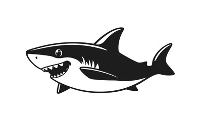 Aggressive shark illustration, cartoon predator, ocean animal design, dangerous sea creature	