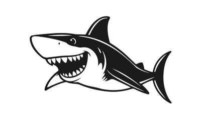 Aggressive shark illustration, cartoon predator, ocean animal design, dangerous sea creature	