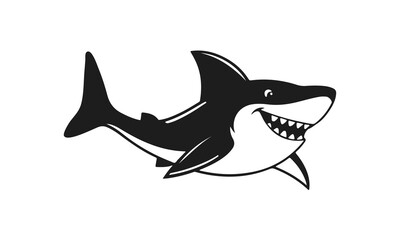 Aggressive shark illustration, cartoon predator, ocean animal design, dangerous sea creature	