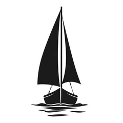 Sailing boat silhouette, sail ship icon, sea travel vector, nautical transport graphic, ocean boat illustration