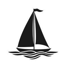 Sailing boat silhouette, sail ship icon, sea travel vector, nautical transport graphic, ocean boat illustration