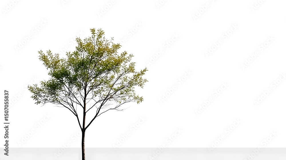 Poster minimal tree with thin trunk and fine foliage