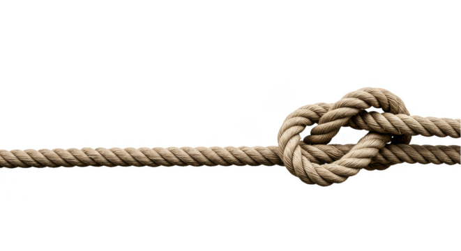 Isolated Transparent Background of a Brown Nautical Rope Knot Tie