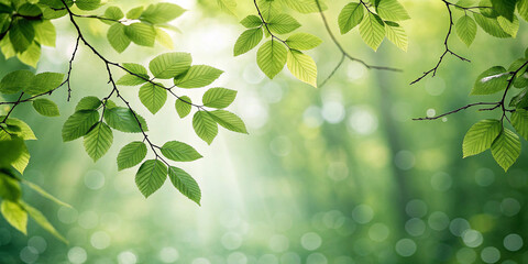 Green bokeh background from nature forest 
background