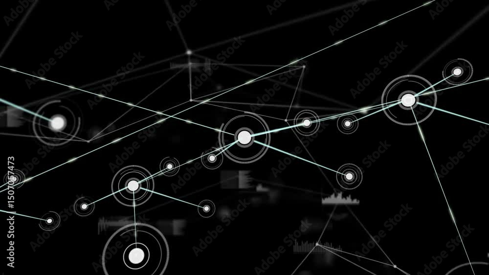 Poster opening dark canvas showing node connecting teal lines weaving mesh network visualization