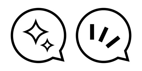 Line movement effect speech bubble element, Cartoon emotion effect decoration icon, Line element shock, sparkle. Anime movement, express shape. Vector illustration.