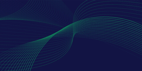 Fototapeta premium Abstract glowing wave lines on green background. Dynamic wave pattern. Modern flowing wavy lines. Futuristic concept. Suit for banner, poster, cover, brochure, flyer, website