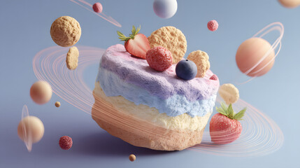 3d Cheesecake-inspired planet layered texture