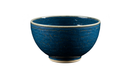 Isolated Transparent Background of Dark Blue Textured Ceramic Bowl
