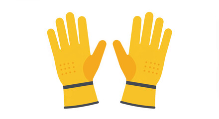 Fototapeta premium Bright yellow rubber gloves used for cleaning tasks in a household setting during daytime