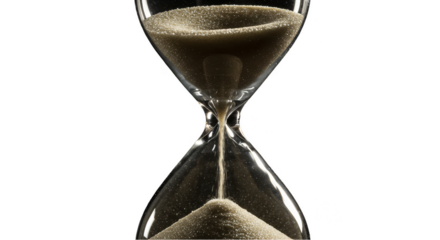 Isolated Transparent Background of Flowing Sand Through Hourglass Glass