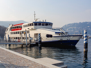 Small cruise ship on Lake Como