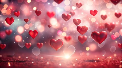 Obraz premium Romantic red hearts background valentines day