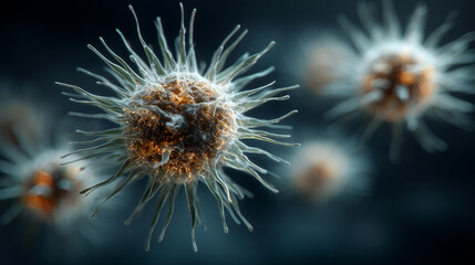 White blood cells drifting in a hazy medical visualization of the immune system
