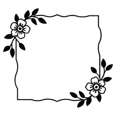 Obraz premium Floral Corner Frame with Square Border and Elegant Flower Accents