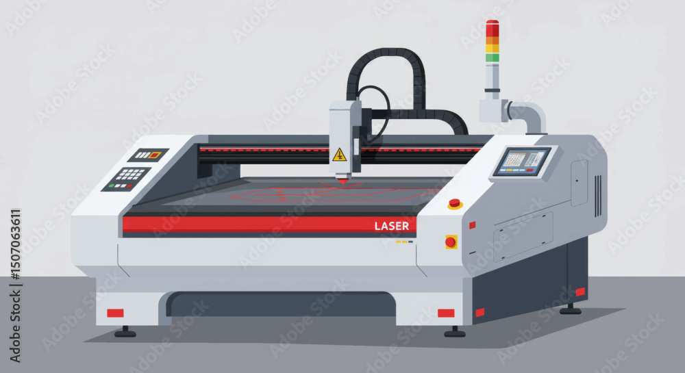 Poster laser cutting machine in operation showcasing precision design capabilities within a workshop settin