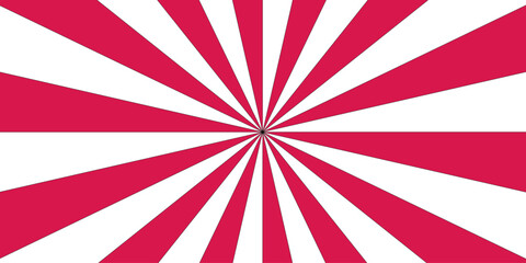 Abstract vibrant optical illusion pattern and radial red with white stripes. Minimal sunrise radiate striped geometric circus light sunburst ray vector backdrop.