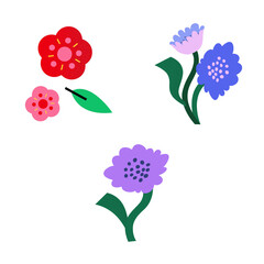 Colorful Stylized Playful Flowers Illustration