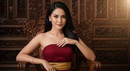 Royal Kebaya: Woman in Traditional Dress, Displaying Javanese Nobility