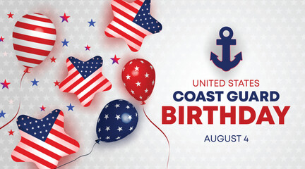 Fototapeta premium US Coast Guard Birthday with Balloons and Confetti Background