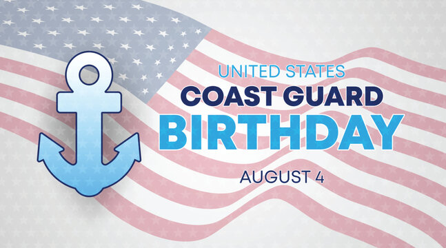 Soft Toned Coast Guard Day Design with Anchor and Flag Waves - Powered by Adobe