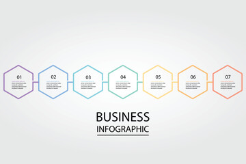 Business Infographic modern design template for banners and infographics for 7 hexagon step line 