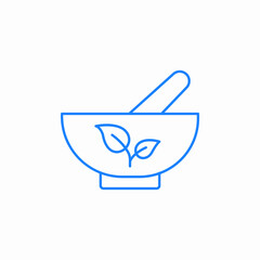 mortar pestle leaves icon sign vector