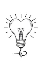 Illustration of Heart Shaped Light Bulb Symbolizing Love and Innovation