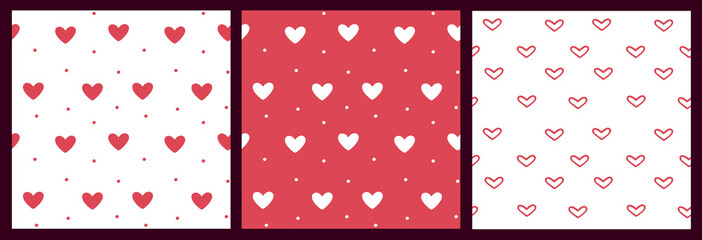 Seamless pattern set of elements for Valentine's day on a white background. Minimalistic cute design for wrapping paper, backgrounds and textures. Printing for textile and fabric.